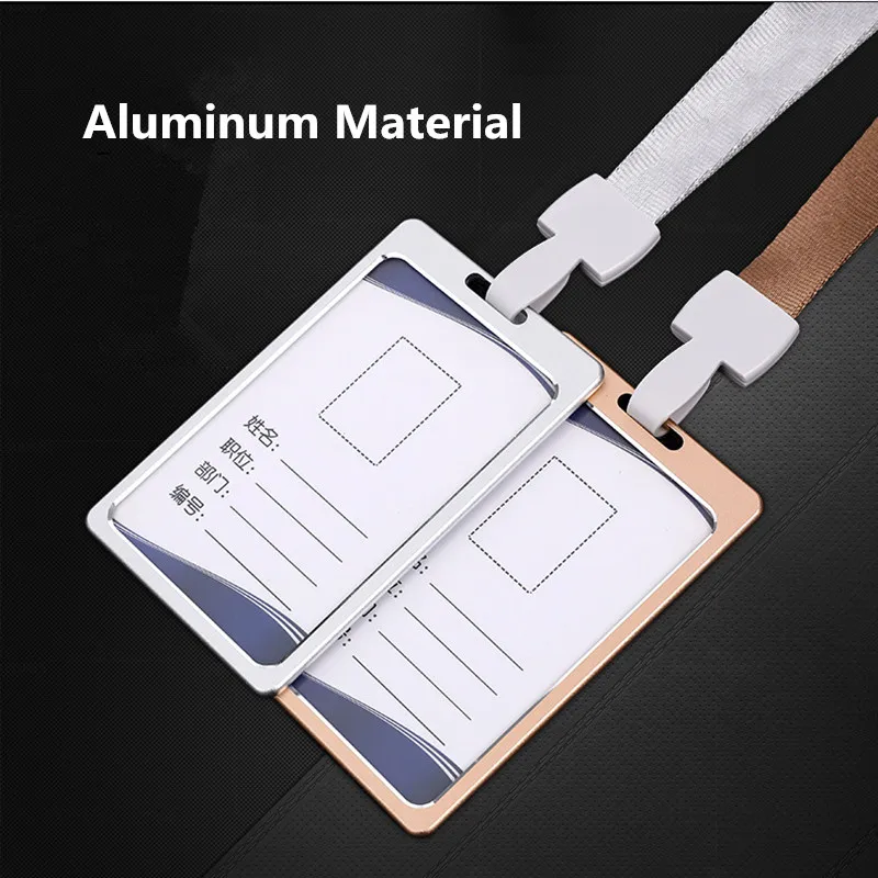 

Metal Vertical and horizontal Work ID Badge Card Holder Name tags School Pass Card Holder With Neck Lanyard