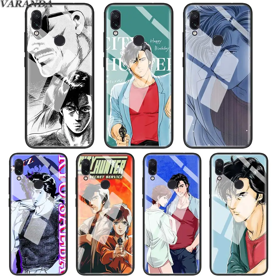 

City Hunter comic Tempered Glass Case for Xiaomi Mi A3 Lite Redmi K20 Pro 7 Note 6 7 Pro Glass Phone Cover Coque