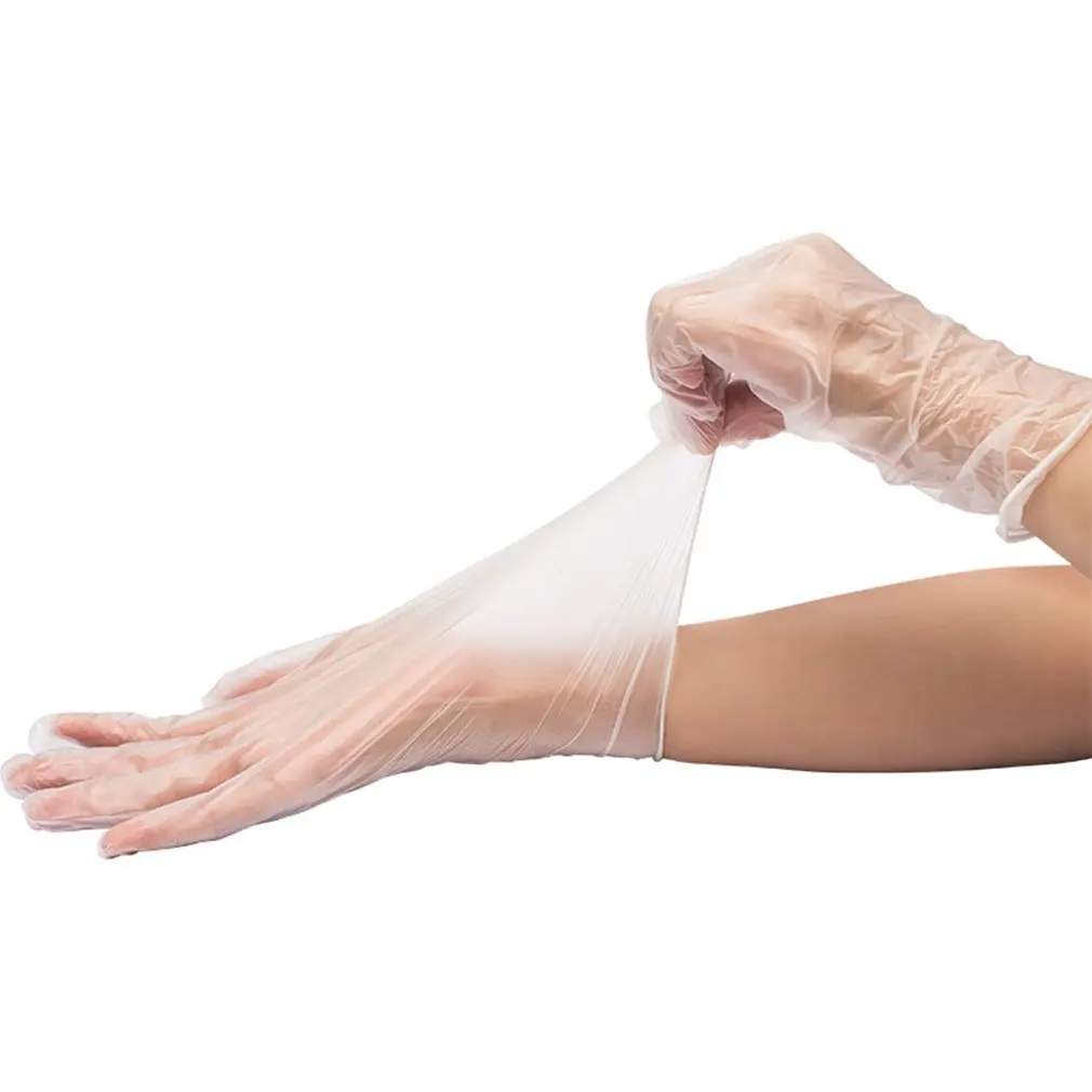 

50Pcs/Box Plastic Transparent Disposable Gloves anti-static Acid Check Glove Protective Gloves For Housework Cleaning Kitchen