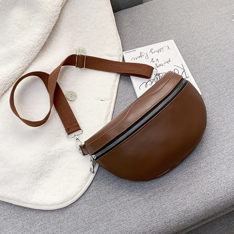 

2019 Casual Pu Korean-style New Style Fashion Shoulder Winter Western Style Fashion Cool Semicircle Textured Cute Shoulder Bag