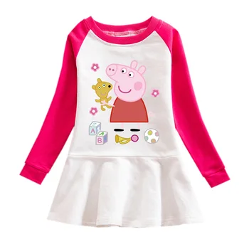 

Peppa Pig Children Baby Girl Dress Autumn Winter Long Sleeve Skirts Clothes Cotton Leisure Sport Girl Baby Dresses 1-8 Toys Doll