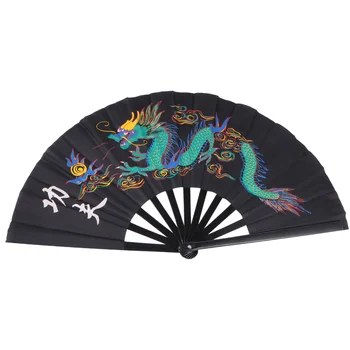 

1Pc Plastic Chinese Fan Kungfu Fan Martial Arts Fan Performance Fan Taichi Fan (Black)