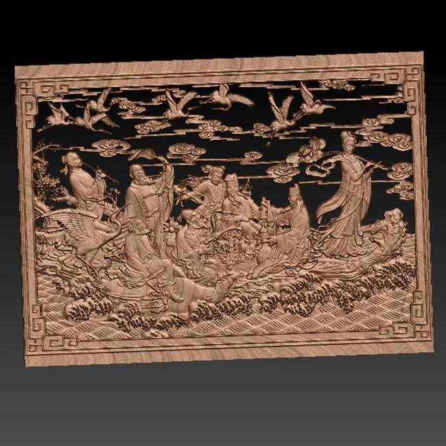3D STL Model Relief for CNC Router Engraver Carving Machine Artcam aspire-Eight Immortals crossing the sea in Chinese Mythology |