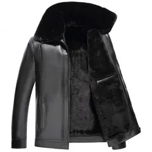 GustOmerD мужская кожаная куртка модная свободная однотонная куртка с отворотом Повседневная простая кожаная куртка с длинным рукавом мужская