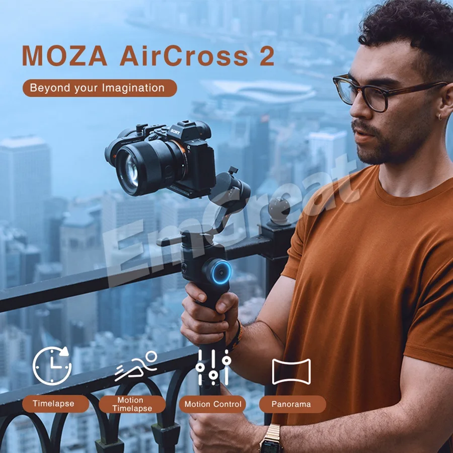 Moza AirCross 2 3-Axis Handheld Gimbal Stabilizer for DSLR Mirrorless Camera for Sony A7IV A6600 Canon Camera with Heavier Lens