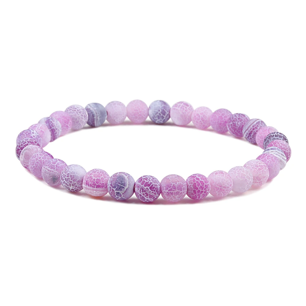 6 мм Мужские и женские браслеты цветной выветренный натуральный камень браслет из бусин браслеты молитва йога девушка Ювелирные изделия Подарки Pulseras - Окраска металла: Purple