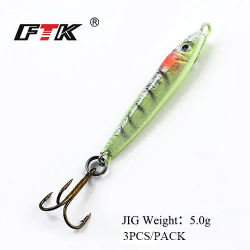 FTK 3PCS/Lot 5g 9g Ice Fishing Lure Sharp Hooks Ice Fishing Hook Winter Jig Wobbler Lure Jerk Bait Hooks - Цвет: 005