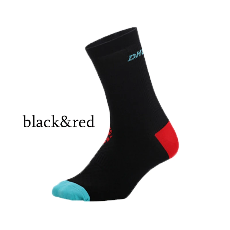 Профессиональные носки для велоспорта, дышащие носки для бега, нескользящие спортивные носки, спортивные носки для голеностопного спорта и Защитные носки для мужчин и женщин - Color: blackred