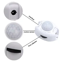 Capteur de mouvement infrarouge PIR, corps humain, interrupteur automatique avec minuterie DC5V 12V 3A pour bande lumineuse LED 