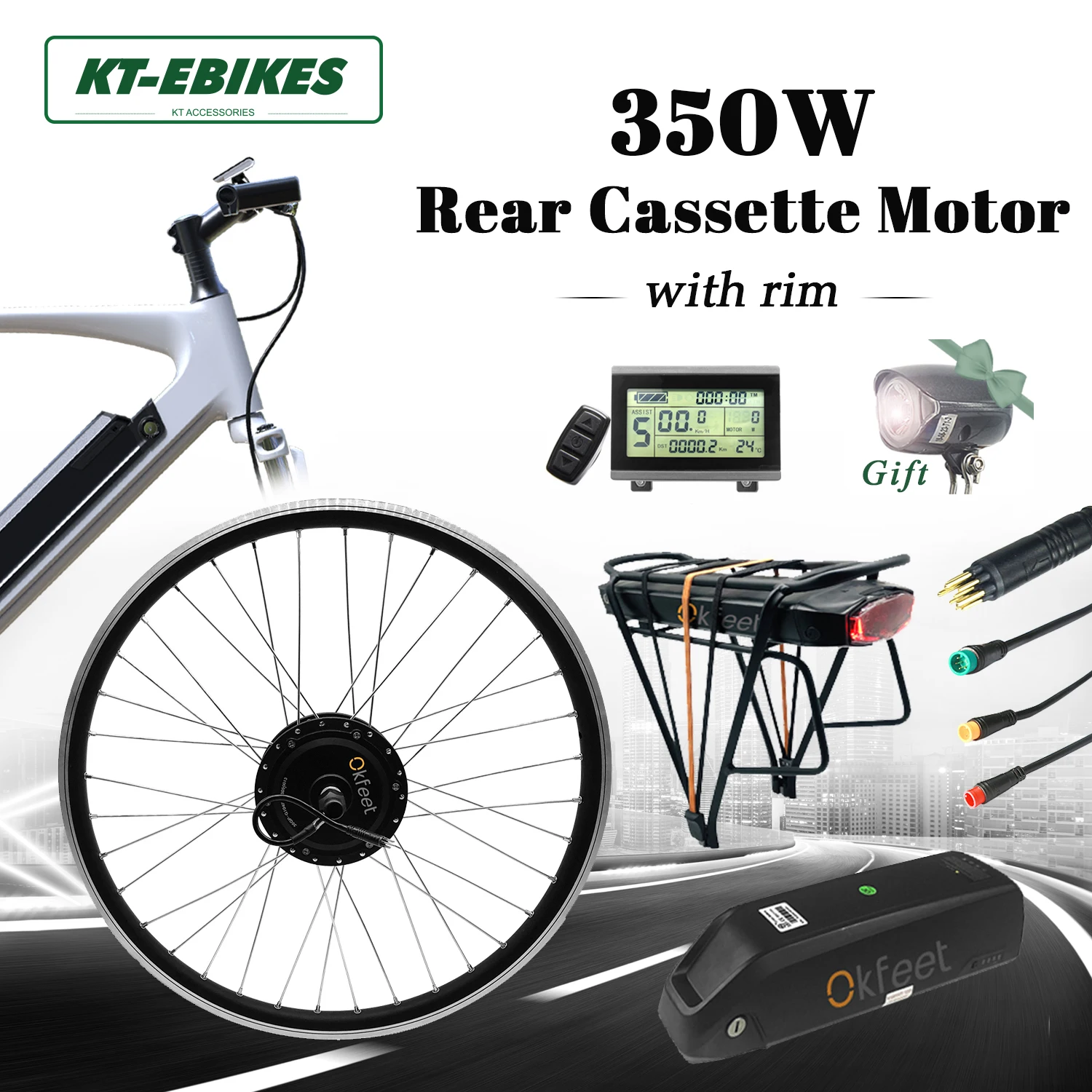 eBike Kit Rear Cassette Gear Wheel Hub Motor 36V 250W LCD3 LCD4 LCD7 LCD8 Waterproof Plug Electric Bike bicycle Conversion | Спорт и