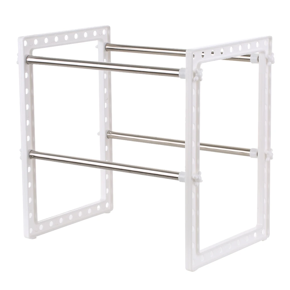 

Multi-functional Storage Shelf Under Sink 2-Tier Expandable Shelf Storage Organizer Adjustable Stainless Steel Kitchen Sink Rack