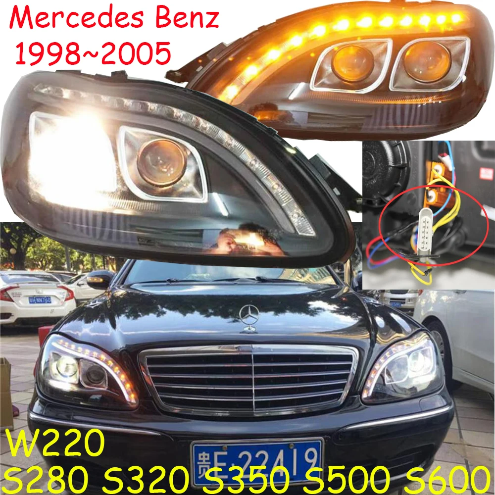 2 шт. 1998~ 2005y бампер автомобиля головной светильник для Mercedes Benz W220 туман S280 S320 S350 S500 S600 головной светильник W220 линзы прожекторного типа светильник