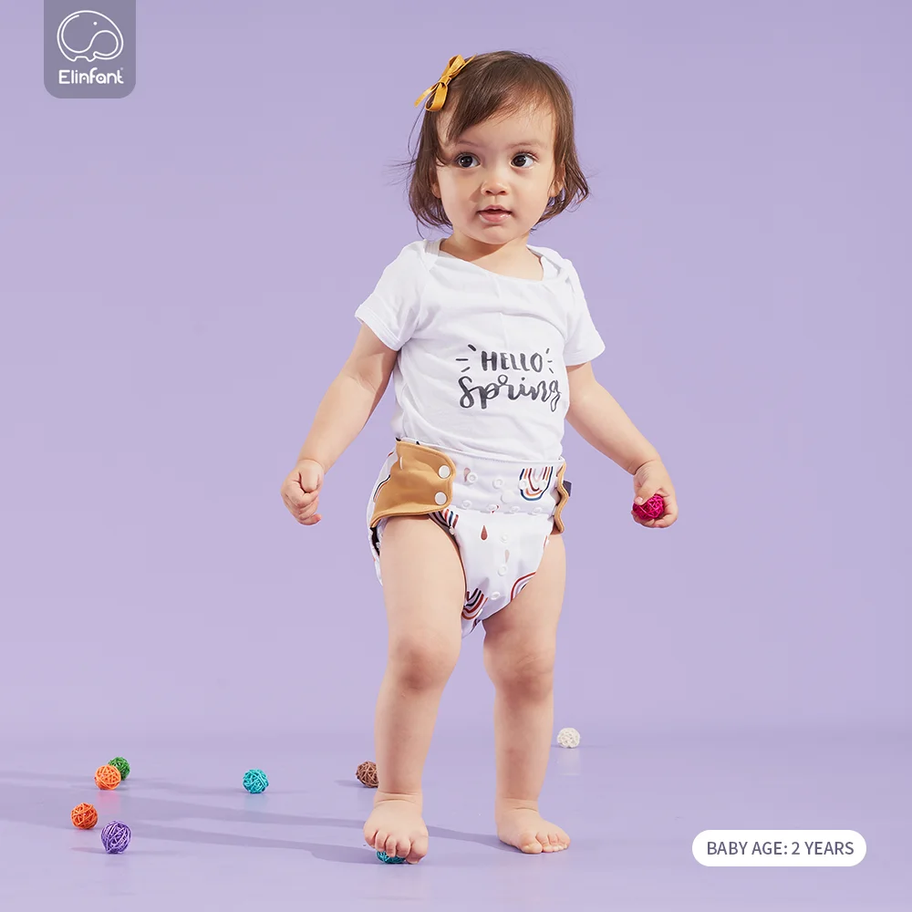 Elinfant 4 шт. Детские экологически чистые подгузники моющиеся тканевые регулируемые