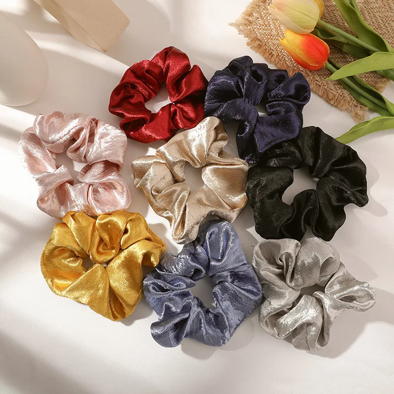 

Satin large intestine circle retro solid color hair circle net red ins Ponytail Hair rope Korean hair ornament