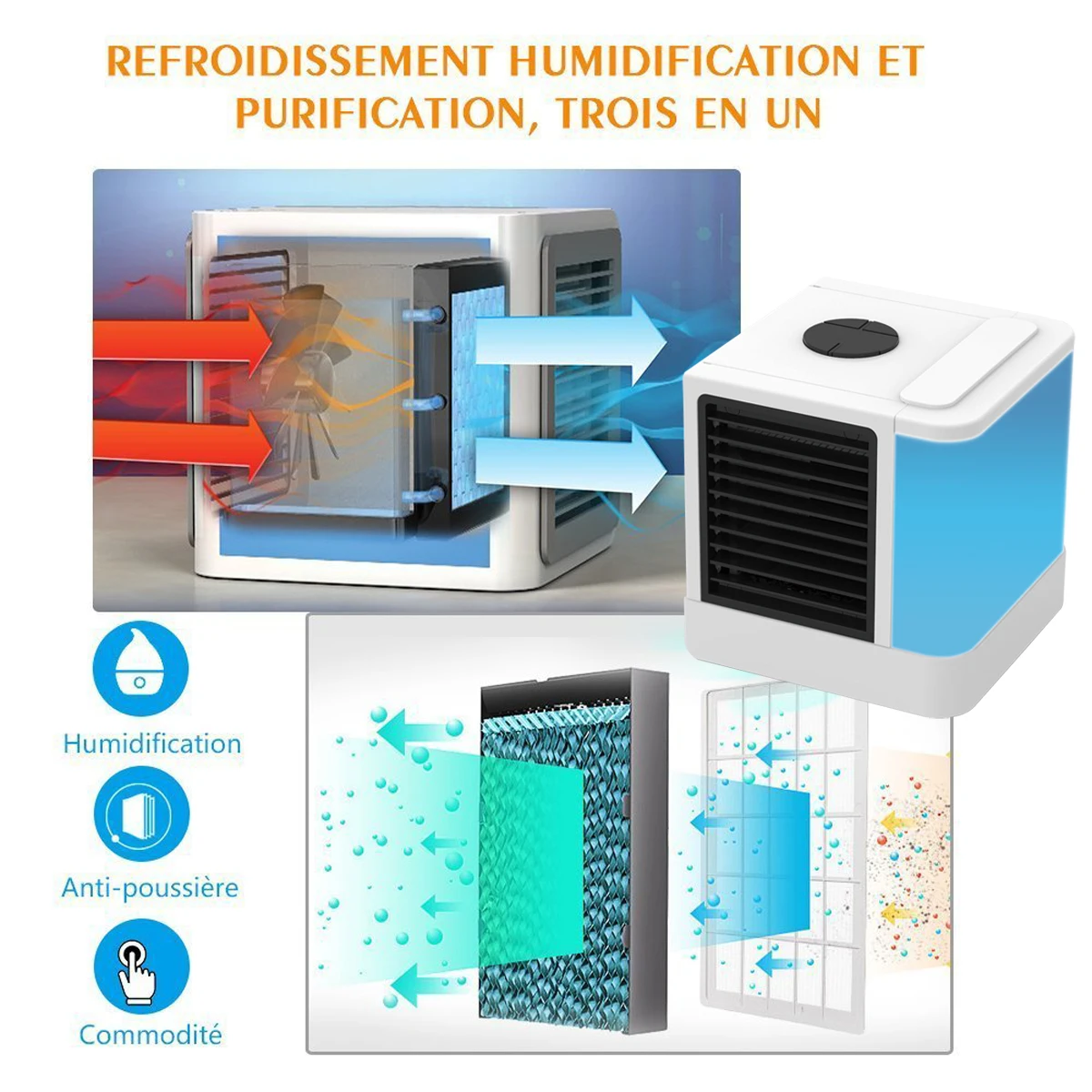 Mini Usb Air Conditioner Humidifier Purifier 7 Colors Light Desktop  Portable Air Cooling Fan Air Cooler Fan Aire Acondicionado - Fans -  AliExpress