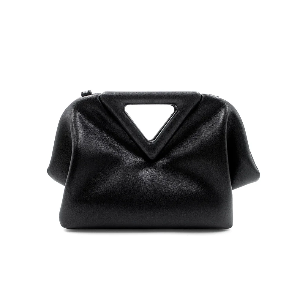 

New In Women Fashion Triangle Synthetic Leather Crossbody Bags Wrinkle Pouch