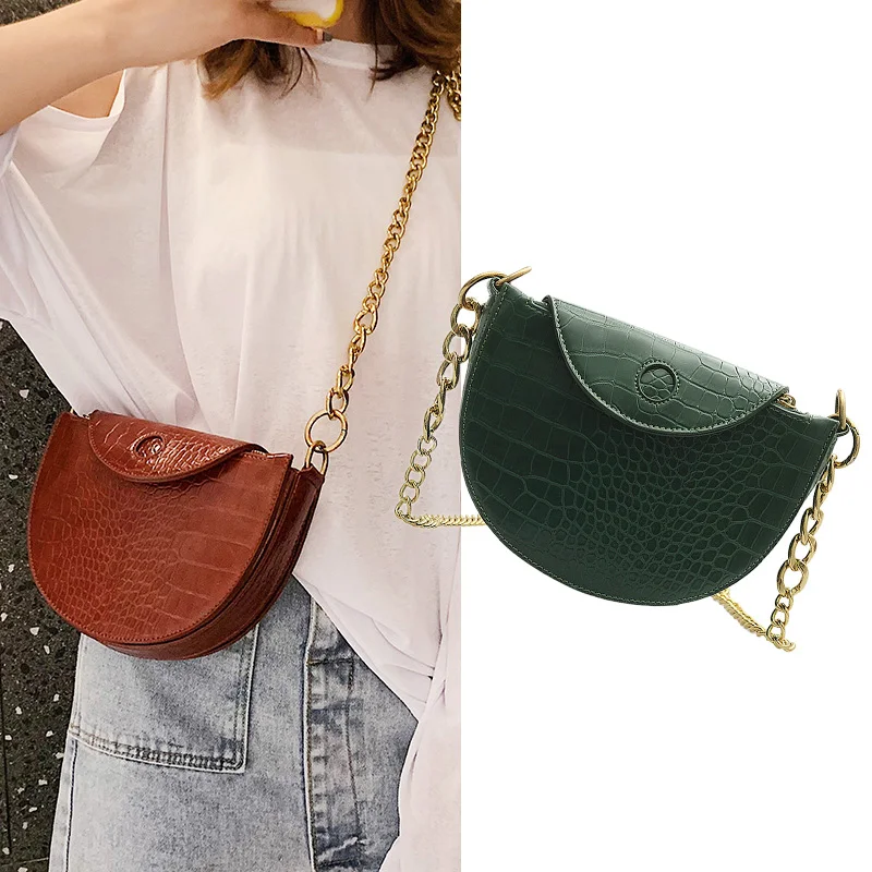 

Fashion Women Messenger Bags Alligator Pu Leather Shoulder Bag For Women 2019 Luxury Handbags Chains ody Bag Ladies Design