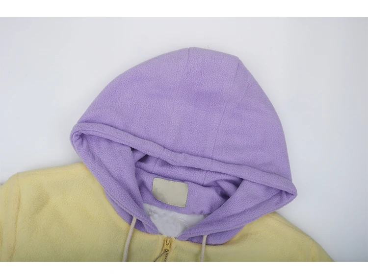 Winter New Preppy Style Macaron Color Stitching Sweet Women Winter Basic Jackets Thick Warm Flannel Outwear Coats Hooded