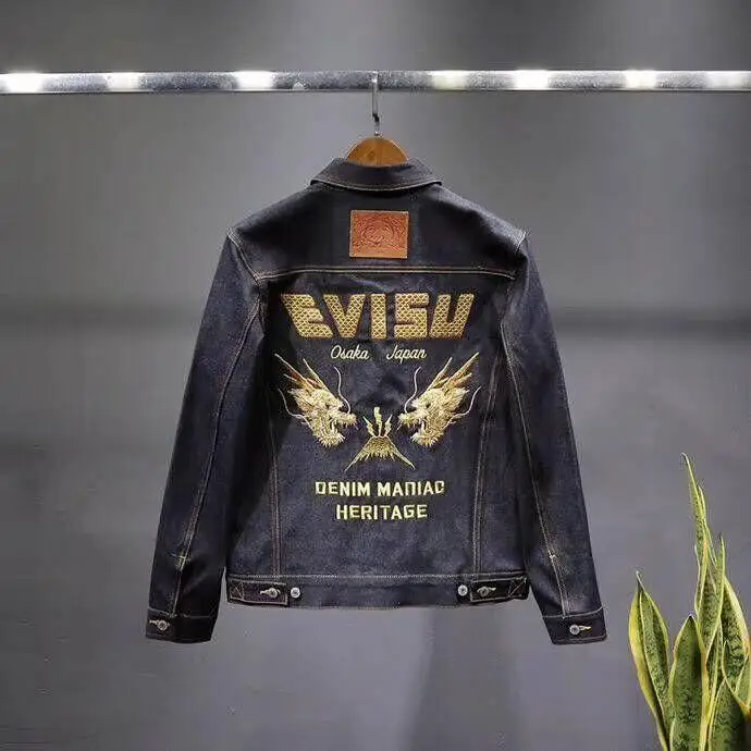 Evisu Новая высококачественная модная теплая дышащая мужская куртка с принтом вышитая мужчины женщины пары ковбойская Одежда Пальто Тренч