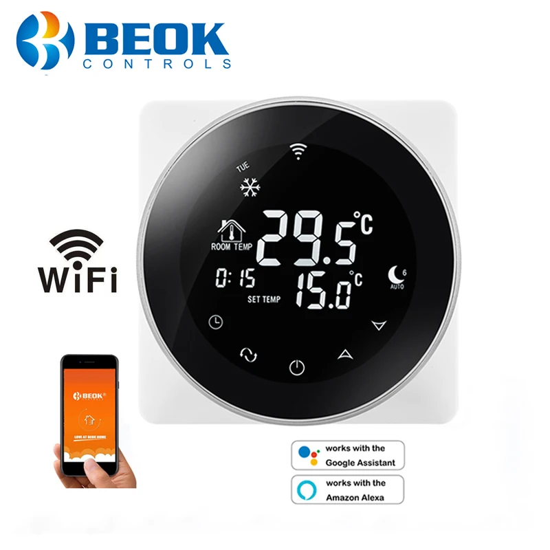 Beok Convex Screen TGR87 WiFi Smart Thermostat 16A Electric Floor Heating Touch Screen Thermostat Temperature Controller