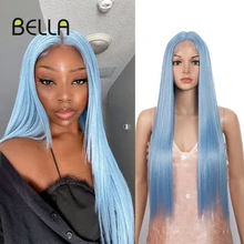 

Bella Straight Lace Wig Synthetic Blonde Blue 613 Purple Wigs For Black Women 30 Inch Heat Resistant Cosplay Lolita Straight Wig