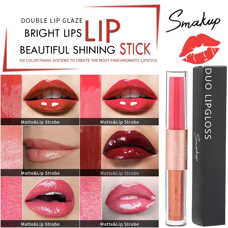 

SEPORA 2019 New Double Lip Gloss Bright Transparent Varnish Lasting Not Easy To Decolorize Non-Stick Cup Moisturizing Lip Gloss