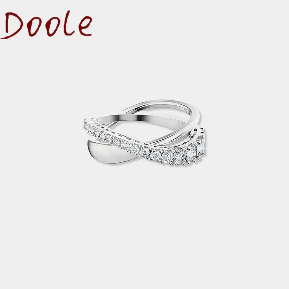

2020 Fashion Jewelry High Quality SWA,Simple Charm Smart Crystal Interlaced Spiral Shape Female Ring For Women Gift