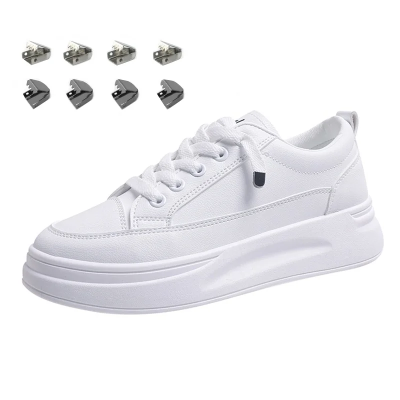 white platform trainers no laces
