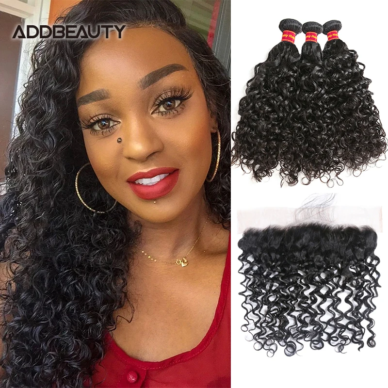 Onda de Água do Cabelo Fechamento do Laço Pacotes com 5x5 Humano Transparente Rendas Frontal Ali Rainha Brasileira Remy Cabelo Natural 3 hd 13x4 3 Pacotes com 34 com fecho