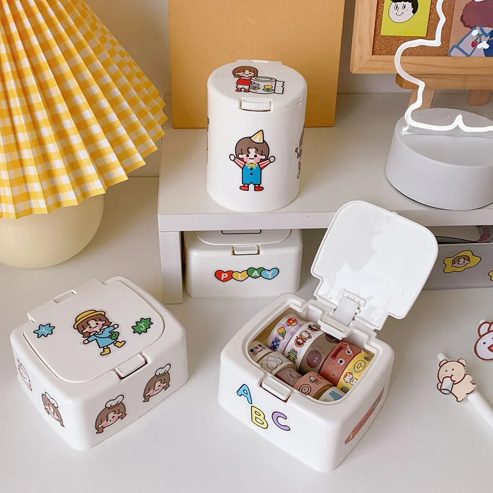 

W&G Desktop storage box cotton swab box with cover dustproof pop-up window type stationery storage container Plastic Space Box