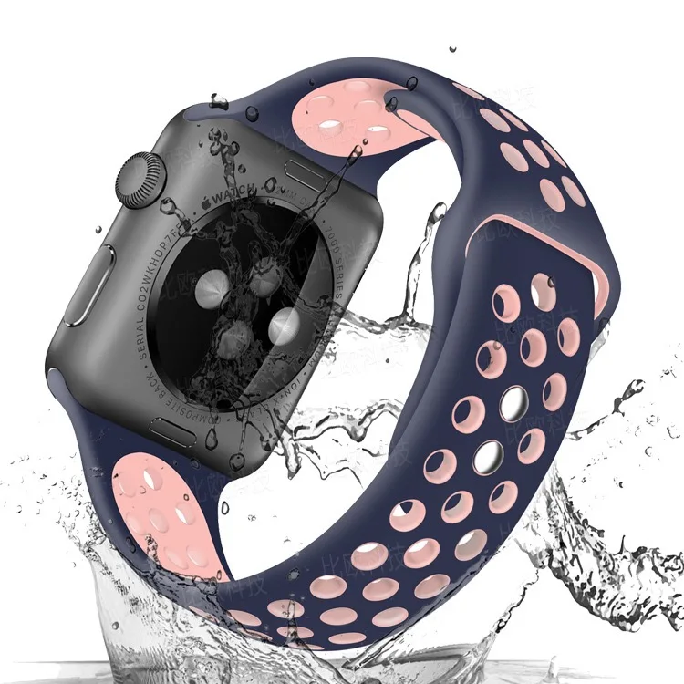 Темно синий Nike + спортивный дышащий ремешок для наручных часов Apple Smart Watch 38/40/42/44 мм