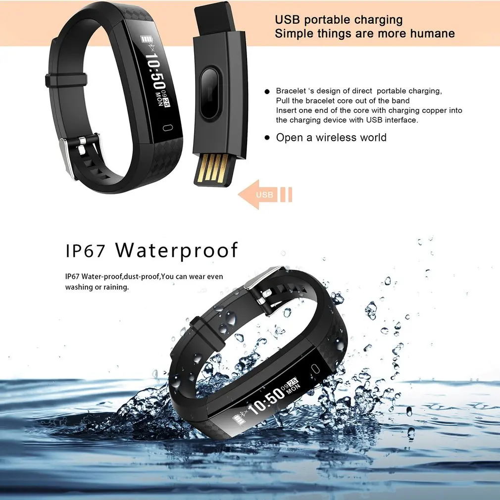 2018 Hot S11 Smart Bracelet Waterproof Health Monitor Durable Sports Pedometer Bluetooth Smart Watch Heart Rate Monitor
