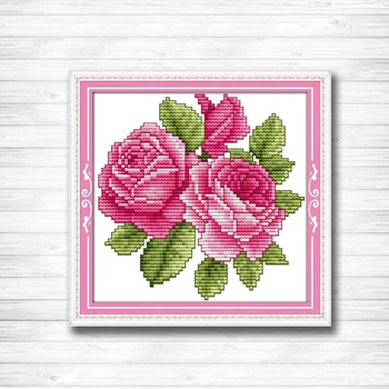 

The flower of Camellia diy Decor paintings counted print on canvas DMC 11CT 14CT kits Cross Stitch embroidery needlework Sets