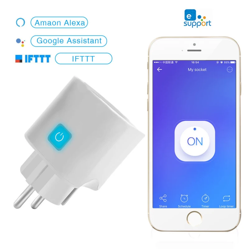 

Eweilian WIFI Smart Socket Wifi Mobile phone Timer Switch Voice Control Work with Alexa Google Assistant