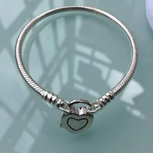 Серебряный браслет для женщин подлинный 925 пробы серебряный шарм цепь со змеей подходит серебряный браслет ювелирные изделия замок сердце