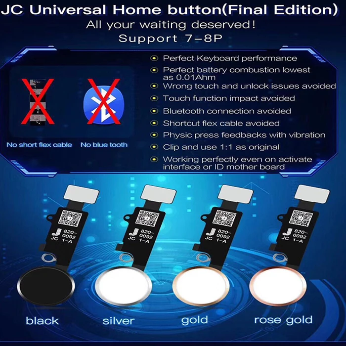 Новая универсальная домашняя кнопка HX JC YF для iphone 7 7plus 8 8plus Кнопка возврата только функция задней панели без отпечатков пальцев - Цвет: JC-5th-White