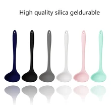 Colher de sopa de silicone antiaderente curvado lidar com inquebrável grande colher redonda para jantar cozinha criativa utensílios de mesa