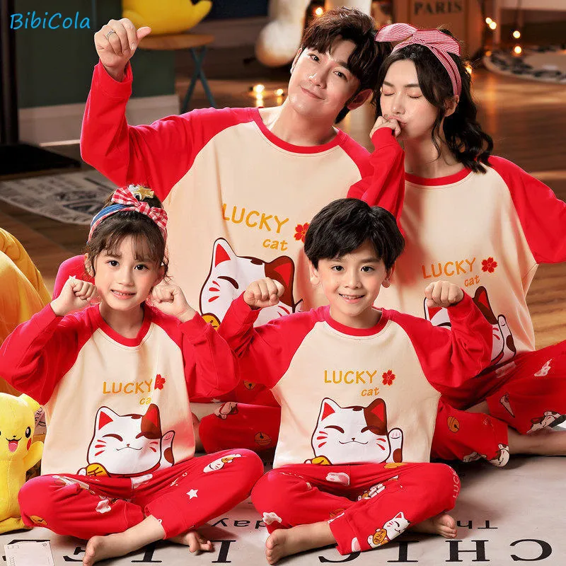 

New Family Matching Outfits Pajamas Long Sleeve Cotton Father Mother Daughter Son Baby Matching Outfits Cartoon Pyjamas Family