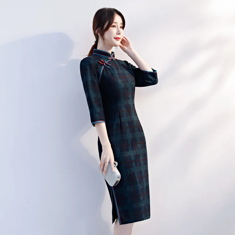 Китайское Новогоднее платье Qi Pao Cheongsam китайское длинные платья вечернее женское