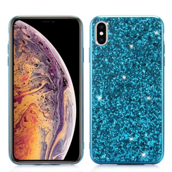 Роскошный блестящий Яркий Женский чехол-накладка для iphone 7 8 plus XS MAX XR 11 Pro Max samsung note10 S8 S9 S10 Plus note 8 9 чехол s - Цвет: blue