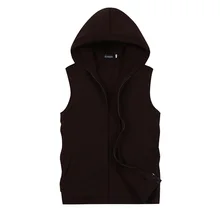 Стиль модный мужской однотонный жилет без рукавов с капюшоном Повседневный Универсальный жилет на молнии Mj01