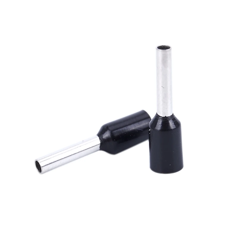 1000x Обжимной наконечник Предварительно изолированный наконечник E1008 18AWG 1,0 мм2 серебристый черный