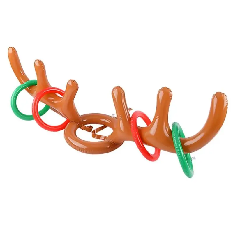 

2pcs Inflatable Reindeer Antlers Hat Stimulate Visual Development Added Interest Christmas Throwing Toys with 12x Rings Kit