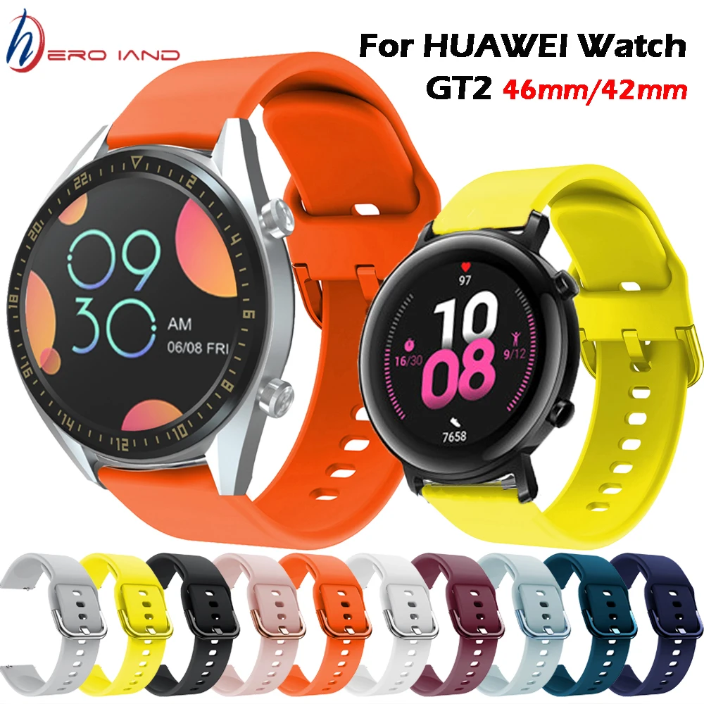 Ремешок силиконовый для Huawei Watch GT 2 46 мм/GT2 Active м браслет смарт часов GT2 42 мм