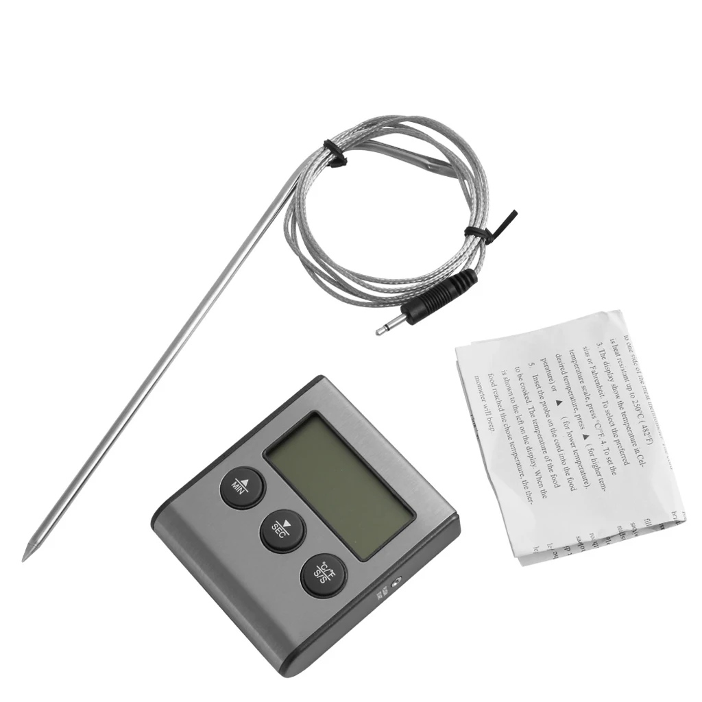 Digital LCD Thermometer Timer Gauge BBQ Meat Grill Kitchen Oven Food Cooking