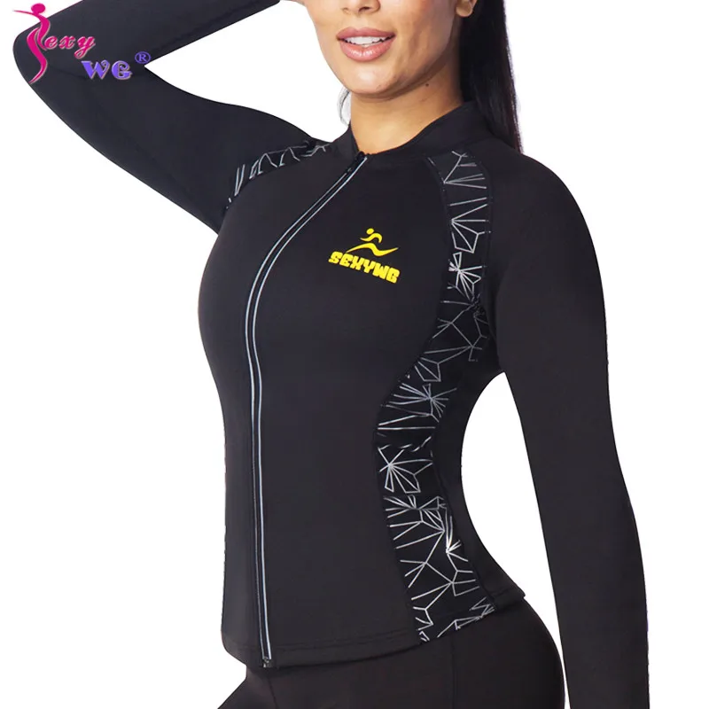 

SEXYWG Sauna Sweat Fat Burn Shirt Long Sleeve Yoga Gym Workout Tank Tops Women Slimming Body Shapers Vest Waist Trainer Corset