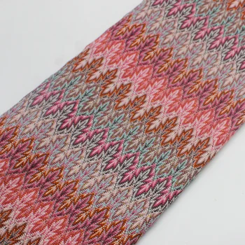 

Zig Zag Knits Lace Fabrics 1 Meter For Dress Pink Wave Striped Crochet Mesh Fabrics Diy Fashion Cloth Maple Leaf 150CM Wide