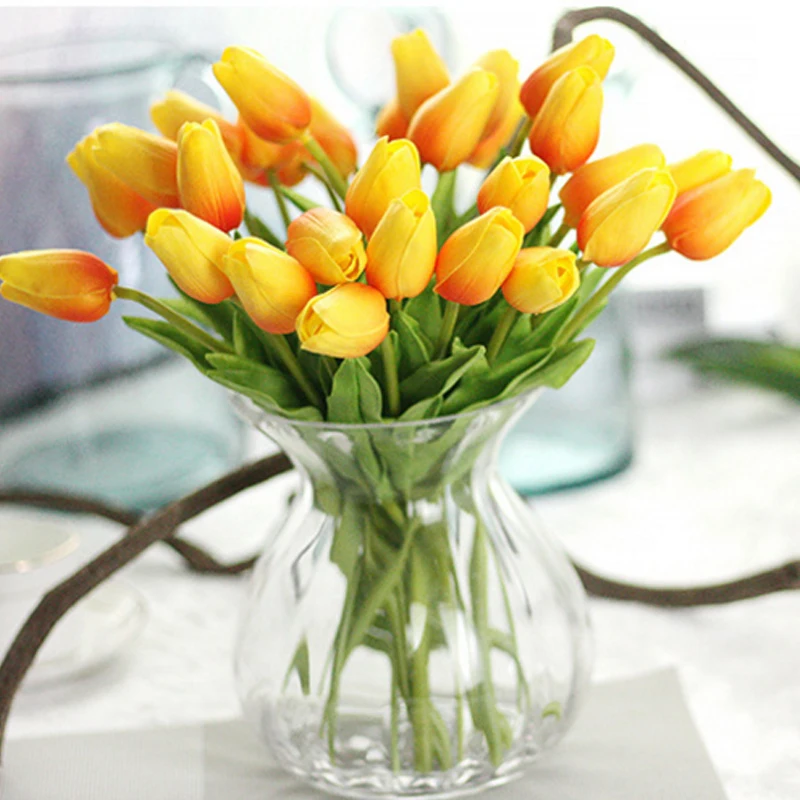30pcs Party Accessories High Quality Plastic Real Touch Artificial Flowers Tulips for Decoration Valentine's Day Do Dropshipping | Дом и
