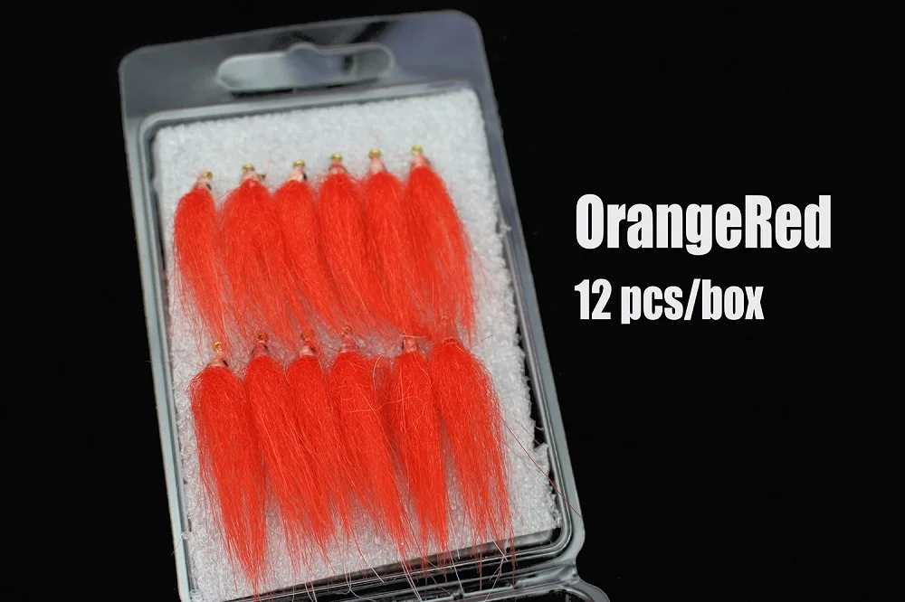 Tigofly 12 шт. коричневый оранжевый-красный Полярный Жарка медленно тонущий лосось форель Steelhead гольян рыболовные крючки мухи приманки муха набор-Размер#8 - Цвет: Orange-Red