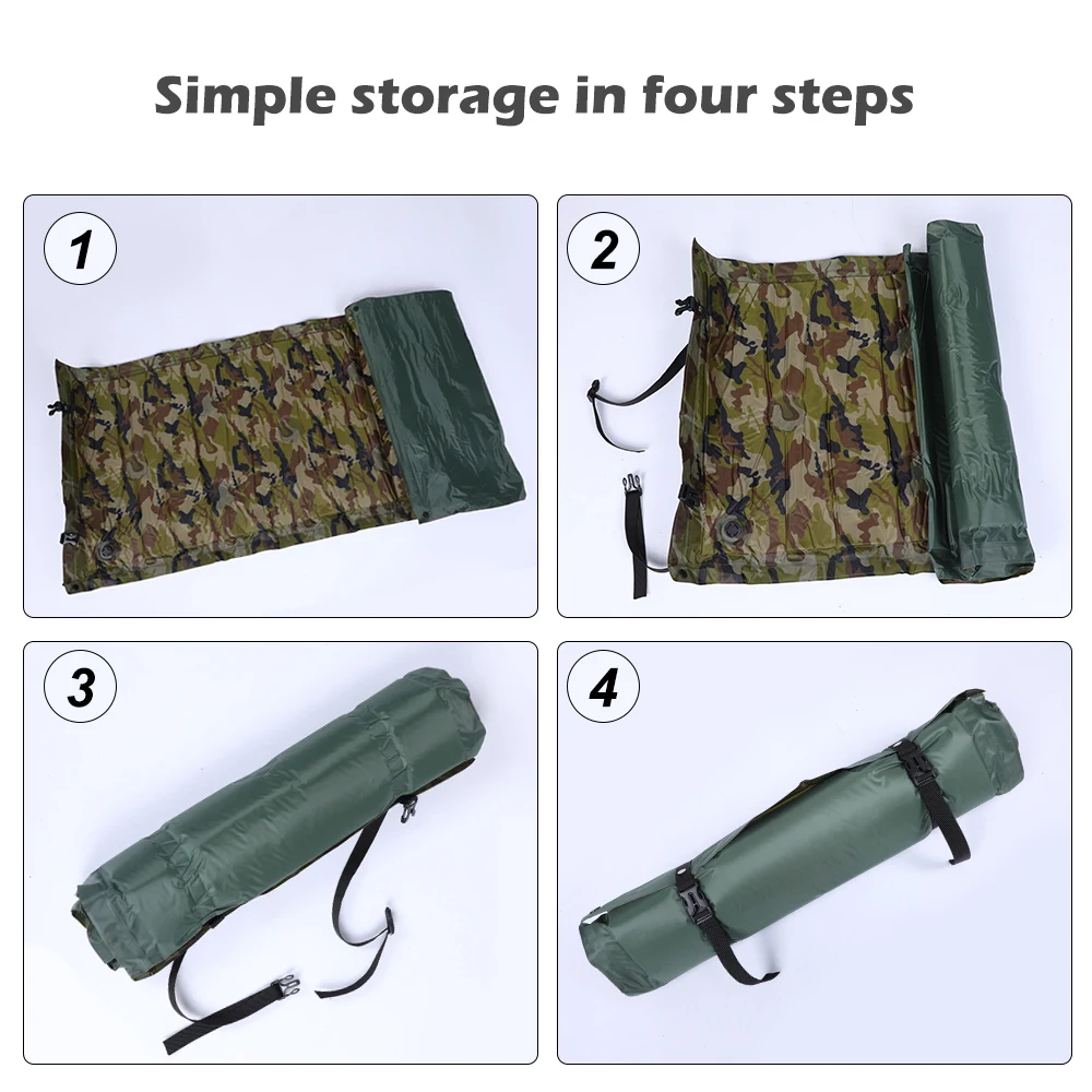 Soft Sleeping Bed Self Inflating Camping Roll Mat Inflatable Pillow Air Mattress Bag Camping Pad Picnic Beach Mat Sand Mat Z25